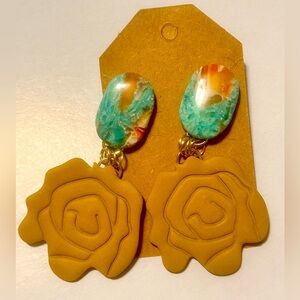 Floral Gold and Multicolor Earrings